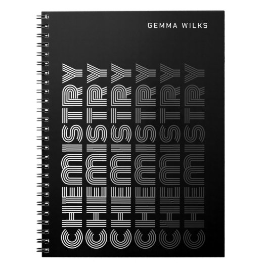Moderne Klasseerbare Onderwerp Scheikunde Zwart Notitieboek (Voorkant)