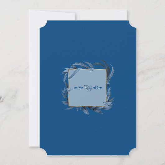 Moderne Klassiek Blauwe Bladeren Geometrische Goud Kaart (Achterkant)