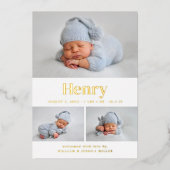 Moderne Klassieke 3 Foto Collage Folie Uitnodiging (Voorkant)