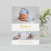 Moderne Klassieke 3 Foto Collage Folie Uitnodiging (Staand Voorkant)