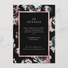 Moderne klassieke abstracte bloemige trouwdetails informatiekaartje
