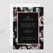 Moderne klassieke abstracte bloemige trouwdetails informatiekaartje (Voorkant / Achterkant)