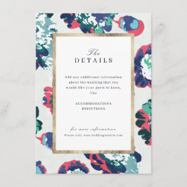 Moderne klassieke abstracte bloemige trouwdetails informatiekaartje