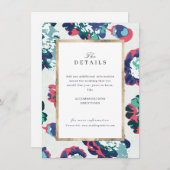 Moderne klassieke abstracte bloemige trouwdetails informatiekaartje (Voorkant / Achterkant)