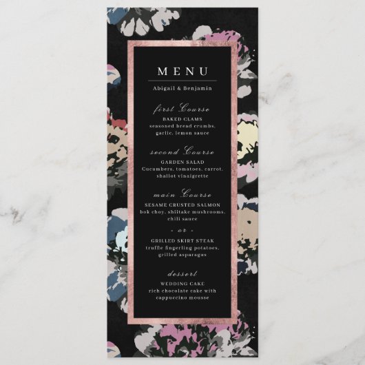 Moderne, klassieke abstracte bruidsbruiloft menu (Voorkant)