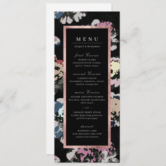 Moderne, klassieke abstracte bruidsbruiloft menu (Voorkant / Achterkant)