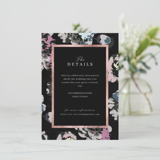 Moderne klassieke abstracte details van het huweli informatiekaartje (Staand voorkant)