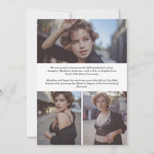 Moderne Klassieke Afstuderen voor fotocollage Aankondiging (Achterkant)