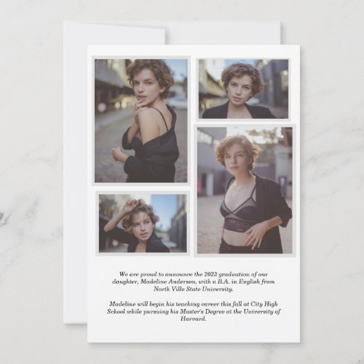 Moderne Klassieke Afstuderen voor fotocollage Aankondiging (Achterkant)