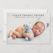 Moderne klassieke baby jongen foto collage geboort aankondiging (Voorkant)