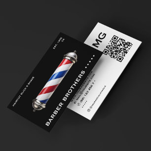 Moderne Klassieke Barber Pool Black Barbershop Visitekaartje