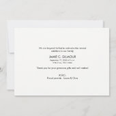 Moderne Klassieke bedankt Baby Foto Aankondiging (Achterkant)