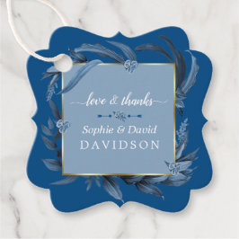 Moderne klassieke blauwe bladeren Geometrische gou Bedankjes Labels