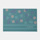 Moderne klassieke blauwe cirkels, achternaam deurmat (Voorkant)