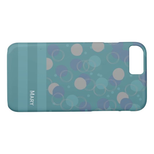 Moderne klassieke blauwe cirkels, voornaam Case-Mate iPhone case (Achterkant (Horizontaal))