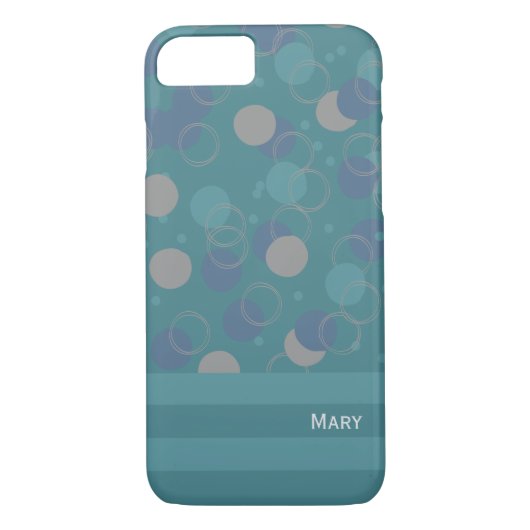 Moderne klassieke blauwe cirkels, voornaam Case-Mate iPhone case (Achterkant)
