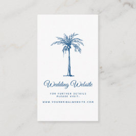 Moderne Klassieke Blauwe Palm Beach Trouwwebsite Informatiekaartje