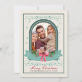 Moderne klassieke  bloemenkerstfoto feestdagenkaart (Voorkant)