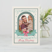 Moderne klassieke  bloemenkerstfoto feestdagenkaart (Staand voorkant)