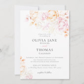 Moderne klassieke blush roze zakje bruiloft kaart (Voorkant)