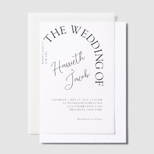 Moderne klassieke boog De bruiloft Vellum Uitnodigingen (Offset)