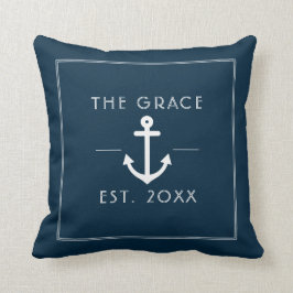 Moderne Klassieke bootnaam Nautical Navy Kussen