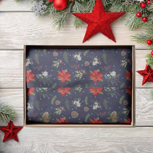 Moderne Klassieke Botanische Bloembes Kerstmis Tissuepapier