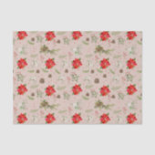 Moderne Klassieke Botanische Bloembes Kerstmis Tissuepapier (Voorkant)