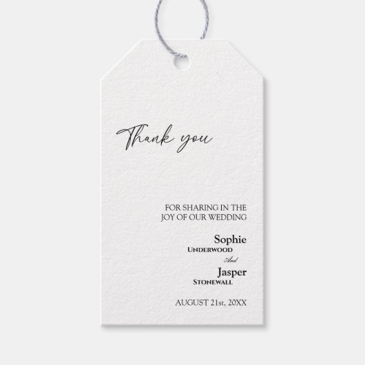 Moderne Klassieke bruiloft Dank je cadeau Label Cadeaulabel (Voorkant)