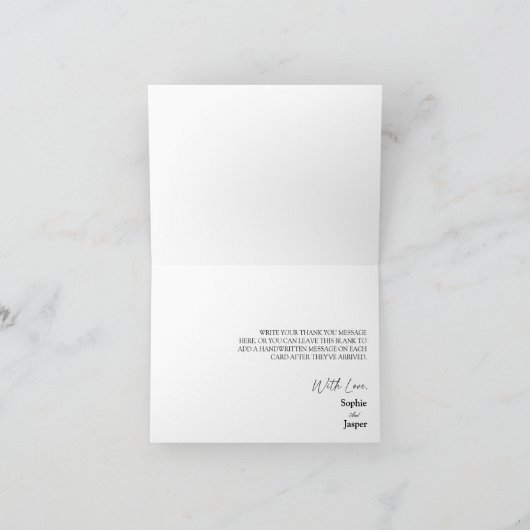 Moderne klassieke bruiloft gevolgd Dank je creditc Bedankkaart (Binnen)