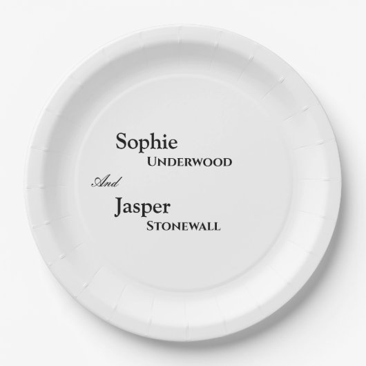 Moderne klassieke bruiloft papieren bordje (Voorkant)
