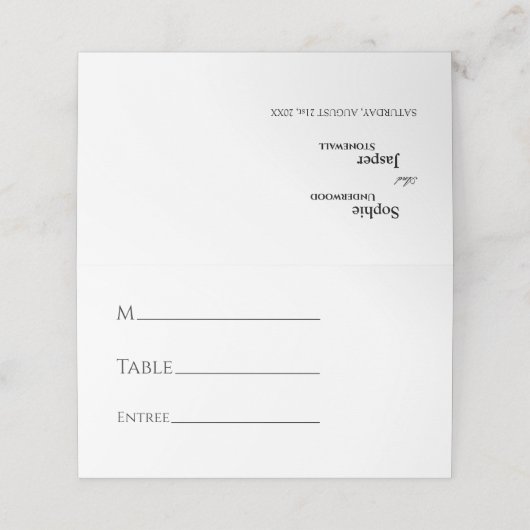 Moderne klassieke bruiloft plaatskaartje (Buitenkant ongevouwen)