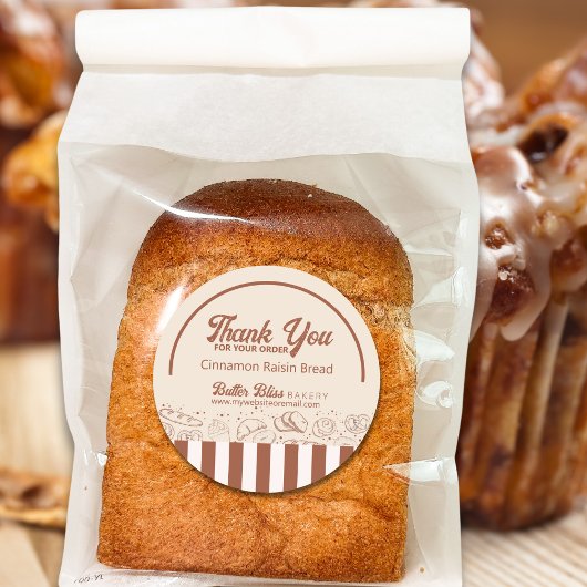 Moderne Klassieke Bruin Beige Bakkerij Shop Ronde Sticker