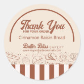 Moderne Klassieke Bruin Beige Bakkerij Shop Ronde Sticker (Voorkant)