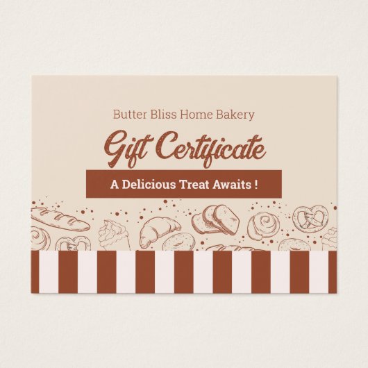 Moderne Klassieke Bruin Beige Bakkerij Shop Visitekaartje (Voorkant)