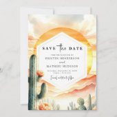 Moderne klassieke cactus bruiloft save the date (Voorkant)