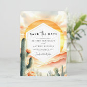 Moderne klassieke cactus bruiloft save the date (Staand voorkant)