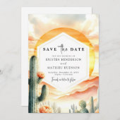 Moderne klassieke cactus bruiloft save the date (Voorkant / Achterkant)