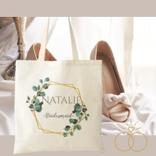 Moderne klassieke cadeau voor bruidmaidgoudgroen tote bag