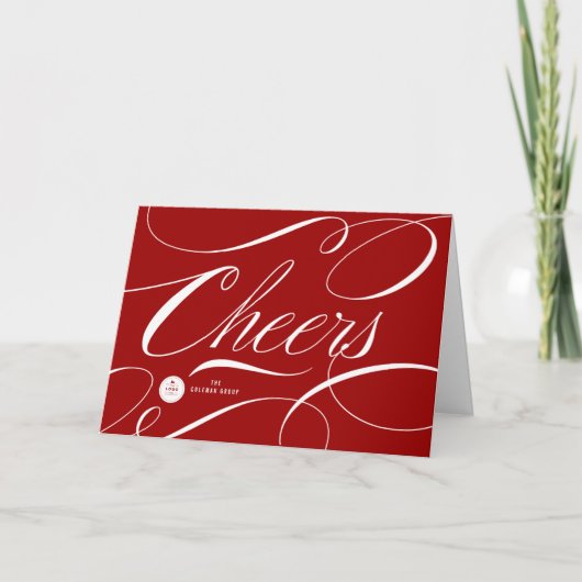 Moderne Klassieke Cheers Calligrafie Elegant Busin Feestdagen Kaart (Voorkant)