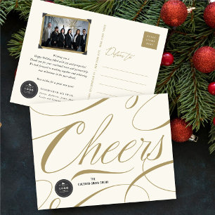 Moderne Klassieke Cheers Calligrafie Elegant Busin Feestdagenkaart