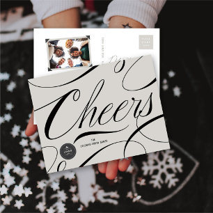 Moderne Klassieke Cheers Calligrafie Elegant Busin Feestdagenkaart