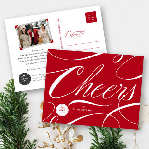 Moderne Klassieke Cheers Calligrafie Elegant Busin Feestdagenkaart