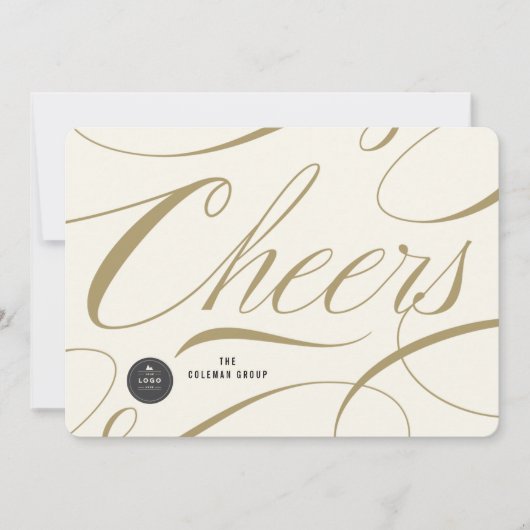 Moderne Klassieke Cheers Calligrafie Elegant Busin Feestdagenkaart (Voorkant)