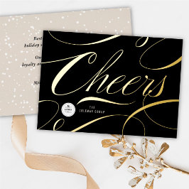 Moderne Klassieke Cheers Calligrafie Elegant Busin Folie Feestdagenkaart