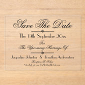 Moderne Klassieke Chic Trouwkaart 'Save The Date' Acryl Uitnodigingen (Voorkant)