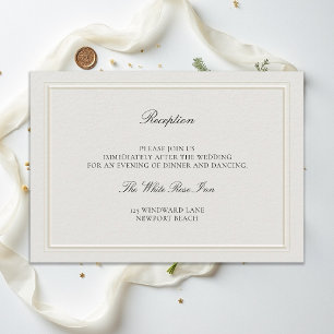 Moderne Klassieke Elegante Ecru Bruiloftsreceptie Informatiekaartje