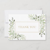 Moderne Klassieke Elegante Groenelementen Goud Bedankkaart (Voorkant)