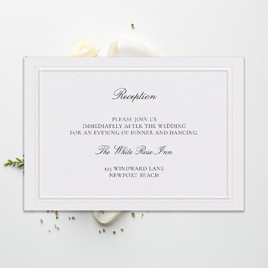 Moderne Klassieke Elegante Parel Bruiloftsreceptie Informatiekaartje