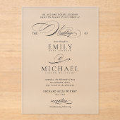 Moderne klassieke elegante script bruiloft acryl uitnodigingen (Voorkant)